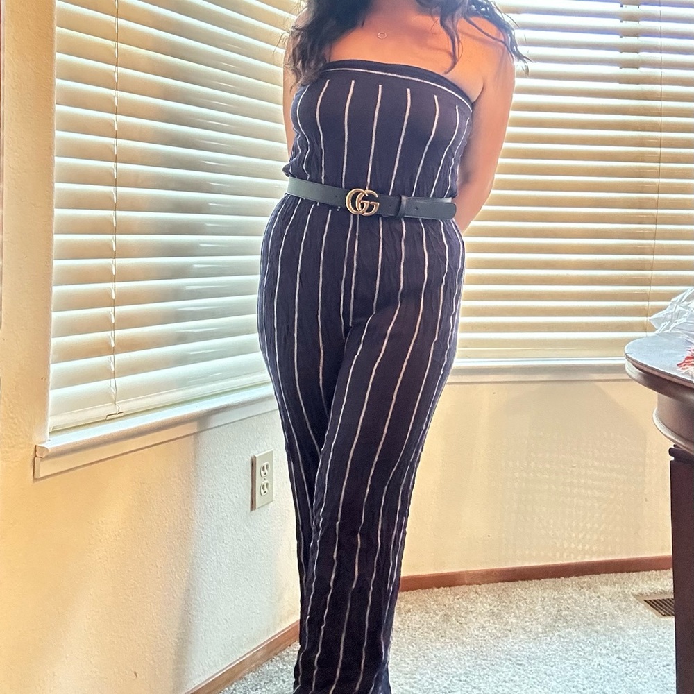 Navy Striped Jumpsuit